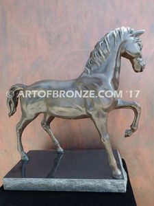 Midnight Dream sculpture of standing stallion attached to base for indoor home or office