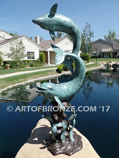 Dolphin Fantasy bronze fine art gallery sculpture of dolphins, whales and porpoises
