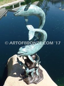 Dolphin Fantasy bronze fine art gallery sculpture of dolphins, whales and porpoises