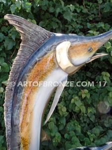 Double Twist bronze offshore sportfishing fine art gallery sculpture of sailfish, marlin and swordfish