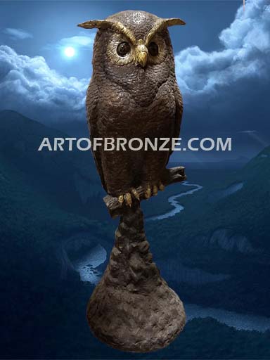 Moonlight Guardian lost wax casting of tranquil owl