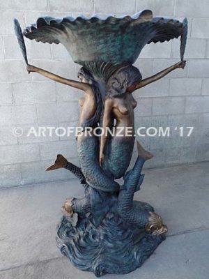 Mermaid Fountain bronze cast monumental fountain for pond, pool or aquatic display