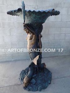 Mermaid Fountain bronze cast monumental fountain for pond, pool or aquatic display