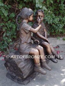Special Scoop bronze sculpture of girl sharing her ice cream treat with her brother