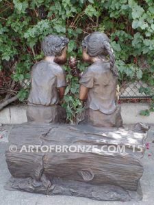 Special Scoop bronze sculpture of girl sharing her ice cream treat with her brother