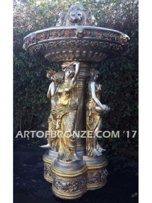 Divine Tranquility bronze cast monumental heroic Greek or Greco Roman tiered fountain Estate centerpiece