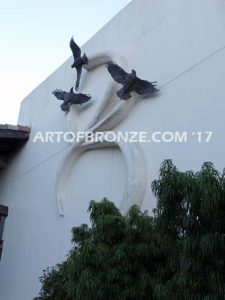 Spirit Above bronze sculpture of hawk school mascot for public art