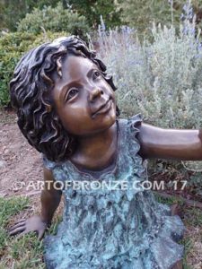 Special Butterfly bronze sculpture of young girl wearing a dress with a butterfly