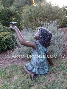 Special Butterfly bronze sculpture of young girl wearing a dress with a butterfly