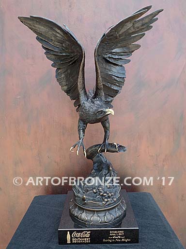 Eagle Award flying eagle sculpture corporate award for Coca Cola on laser engraved marble base