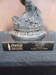 Eagle Award flying eagle sculpture corporate award for Coca Cola on laser engraved marble base