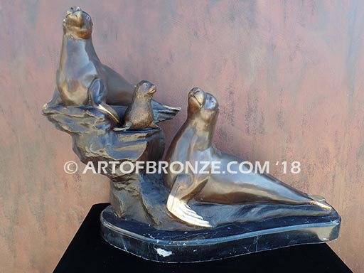 Harbor Patrol bronze seal sculpture for gallery, museum or private collector