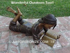 Best in Her Class SV bronze sculpture of young girl reading her favorite novel