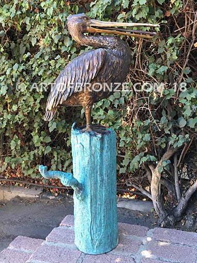 Along the Shore (II) bronze sculpture of life-size wild heron.