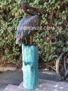 Along the Shore (II) bronze sculpture of life-size wild heron