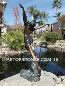 Harmony Light the art of dance and ballet bronze sculpture showing leaping ballerina