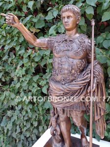 Augustus Caesar sculpture intricate detailed bronze figure statue attached to marble base
