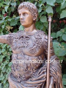 Augustus Caesar sculpture intricate detailed bronze figure statue attached to marble base