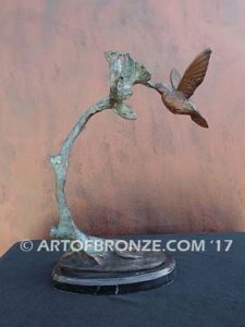 Sweet Nectar indoor décor hummingbird sculpture on branch and marble base