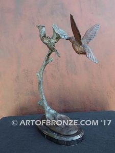 Sweet Nectar indoor décor hummingbird sculpture on branch and marble base