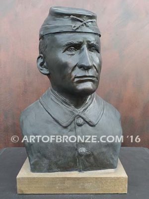 Lieutenant Donald McIntosh bronze bust statue of Battle of Little Big Horn cavalry