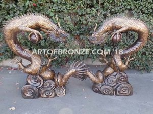 Chinese dragons, loong, long or lung special edition, monumental outdoor dragon holding pearl