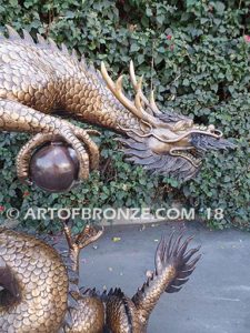 Chinese dragons, loong, long or lung special edition, monumental outdoor dragon holding pearl