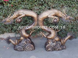 Chinese dragons, loong, long or lung special edition, monumental outdoor dragon holding pearl