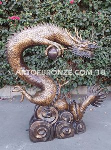 Chinese dragons, loong, long or lung special edition, monumental outdoor dragon holding pearl