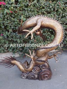 Chinese dragons, loong, long or lung special edition, monumental outdoor dragon holding pearl