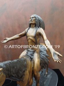 Appeal to the Great Spirit Native American on horse bronze sculpture after Cyrus Edwin Dallin