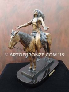 Appeal to the Great Spirit Native American on horse bronze sculpture after Cyrus Edwin Dallin