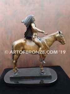 Appeal to the Great Spirit Native American on horse bronze sculpture after Cyrus Edwin Dallin