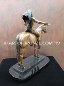 Appeal to the Great Spirit Native American on horse bronze sculpture after Cyrus Edwin Dallin