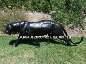 Black Panther high quality bronze cast outdoor walking sculpture for zoo, park, school mascot