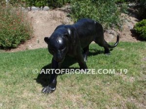 Black Panther high quality bronze cast outdoor walking sculpture for zoo, park, school mascot