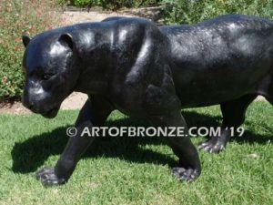 Black Panther high quality bronze cast outdoor walking sculpture for zoo, park, school mascot