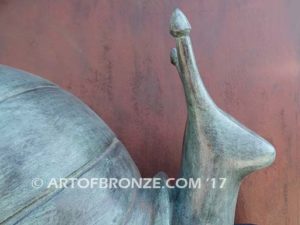 On the Move bronze snail artwork for outdoor garden or indoor display