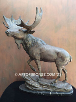 North Majesty standing moose bronze sculpture artwork