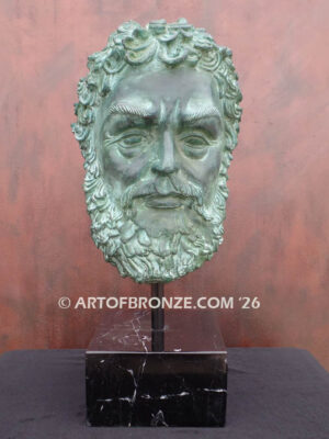 Ancient Legacy bronze bust of ancient god or ruler on marble base