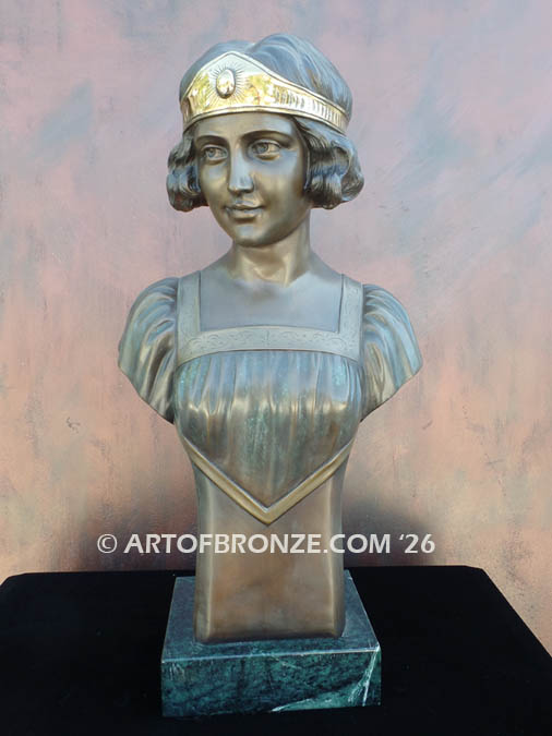 Aurora nouveau style bronze bust sculpture of female goddess of dawn