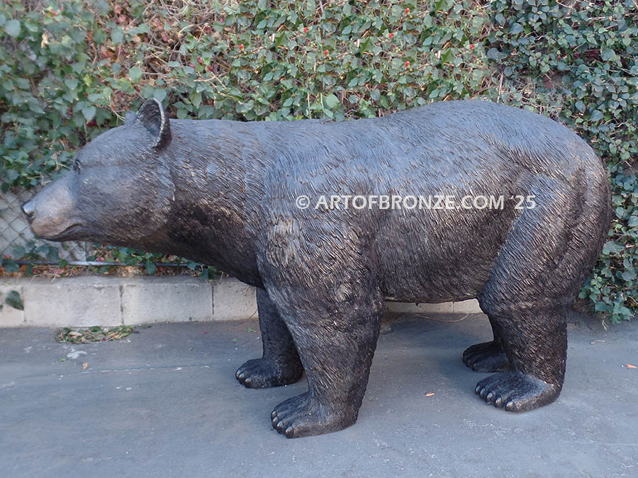 Bear Crossing gallery quality standing outdoor black bear bronze sculpture monument