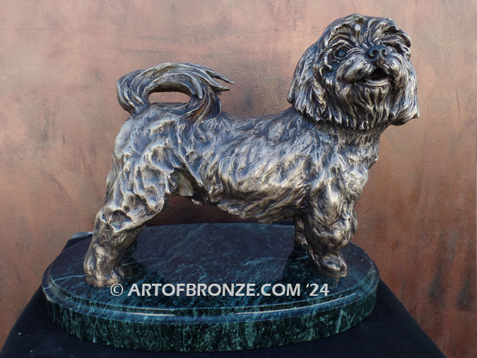 Bentley Maltese gallery quality custom bronze sculpted statue of beloved Maltese dog