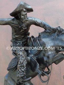 Bronco Buster bronze sculpture after Frederic Remington of cowboy ranger on horse