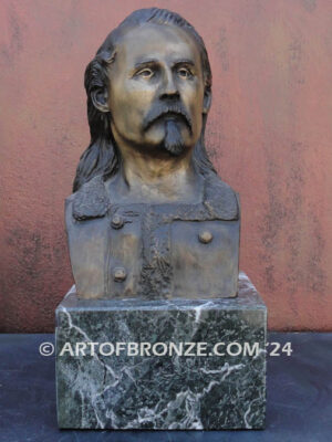 Buffalo Bill William Cody bronze bust statue of legendary showman with famous mustache