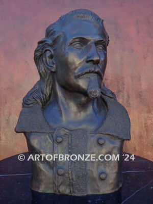 Buffalo Bill William Cody bronze bust statue of legendary showman with famous mustache