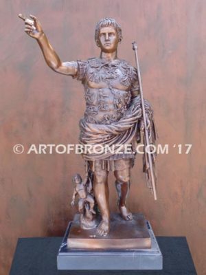 Augustus Caesar sculpture intricate detailed bronze figure statue attached to marble base