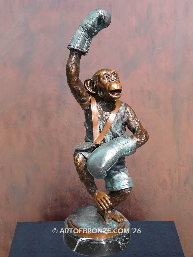 Chimp Golden Gloves special edition, gallery quality chimpanzee dressed in boxing gloves and clothing