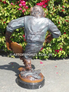 Chimp Musical Violin gallery quality chimpanzee standing on foot holding violin bronze statue