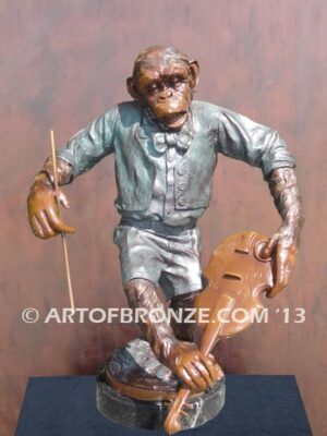 Chimp Musical Violin special edition, gallery quality chimpanzee standing on foot holding violin